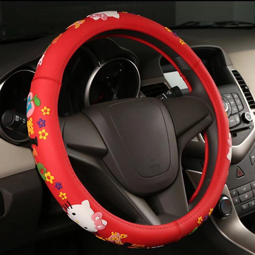 38 см Чехол на руль автомобиля Hello Kitty Универсальный Декоративная накладка на ручку Милый Противоскользящий Впитывающий пот Мультяшный чехол на руль