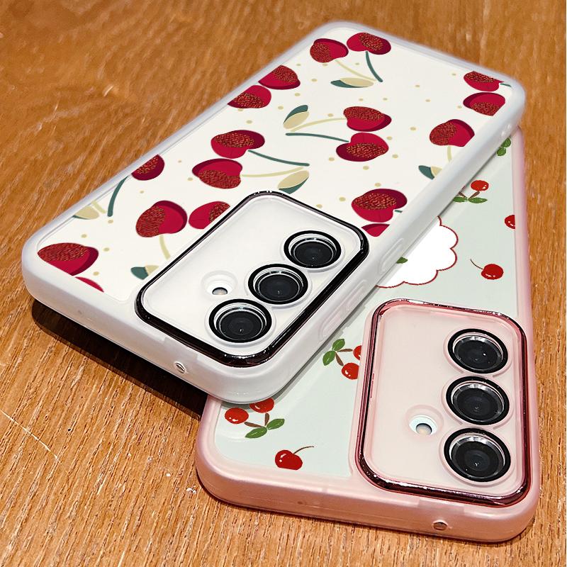 Large Cherry Print Case For Samsung Galaxy S24 S21 FE S25 S24 S23 Ultra A56 A55 A54 A15 A16 A25 A35 A36 A53 Soft TPU Phone Cover