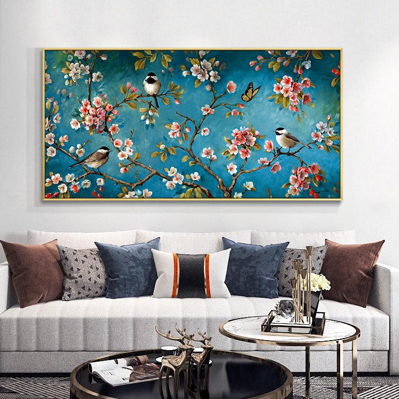 Настенные картины с цветами и птицами на холсте, абстрактные постеры и принты, картины для гостиной, современный домашний декор, БЕЗ РАМКИ