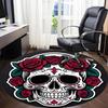 1PC Sugar Skull Office Round Rug, Non slip, Soft and Durable Office Rug for Interior Decoration, Perfect for Office