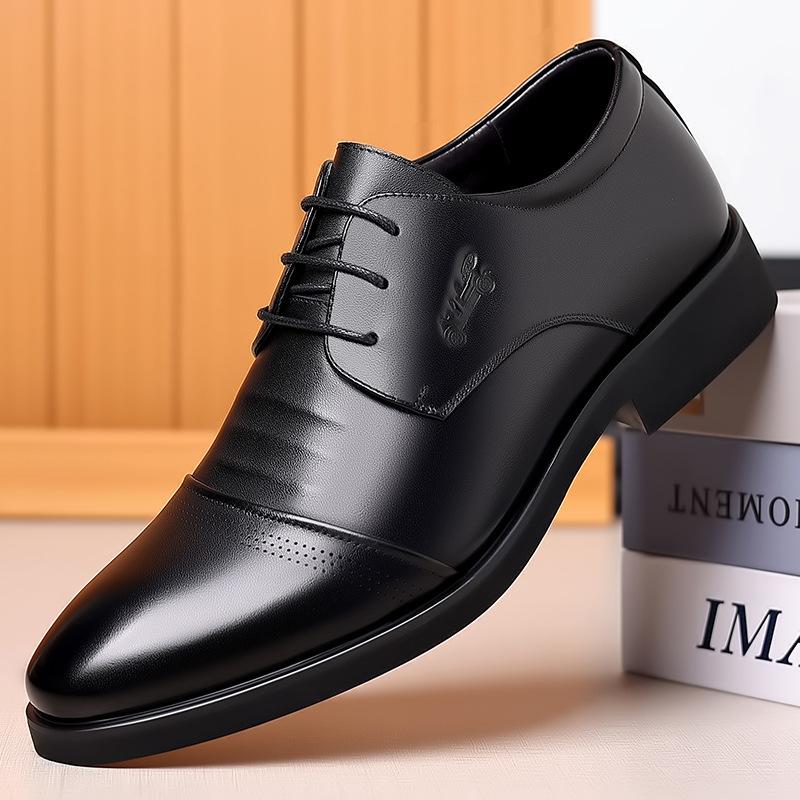 Классические деловые туфли из натуральной кожи для автомобиля, мужские кожаные весенние и летние дышащие повседневные универсальные туфли для увеличения роста, три рабочих стыка