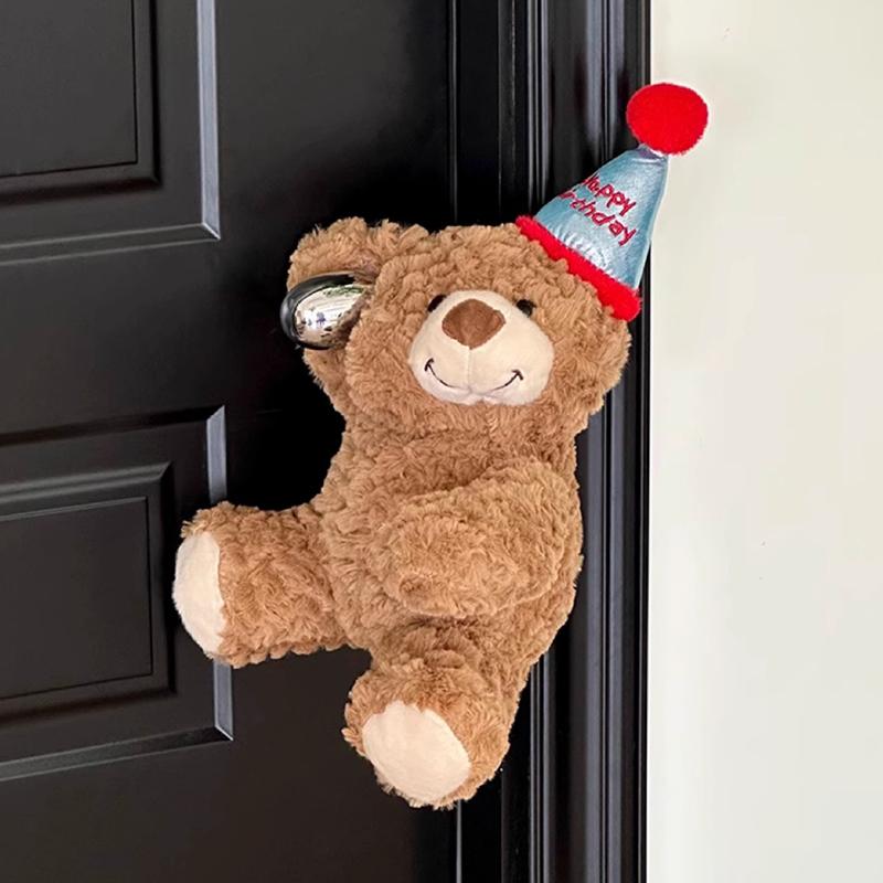 Плюшевая игрушка на день рождения, плюшевый мишка, мягкая игрушка, шапка на день рождения, милый домашний декор, подарки на день рождения для детей, мальчиков и девочек