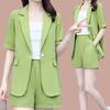 Летний костюм больших размеров, женская мода, свободный пиджак с короткими рукавами, темперамент, профессиональный костюм с шортами, костюм из двух частей
