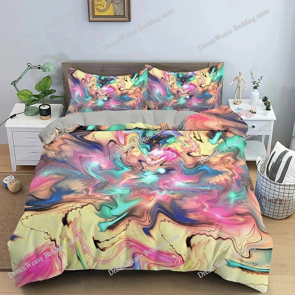 Abstract Duvet Cover Set King Microfiber Blue Psychedelic Bedding Set Queen Size Warped Space Theme Twin Comforter Cover963