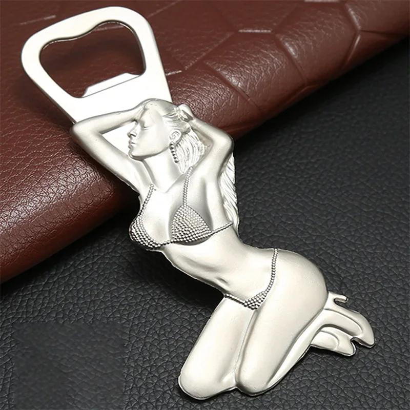 Открывалка для пивных бутылок из цинкового сплава, креативная металлическая открывалка для женщин, персонализированная, для ресторана, бара, пивная портативная открывалка