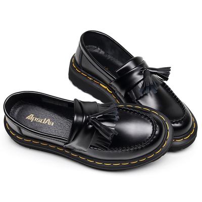 Не натирают ноги = легкие лоферы с бахромой женские из натуральной кожи низкие маленькие кожаные туфли универсальные рабочие студенческие короткие ботинки