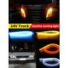 24V Truck Daytime Running Lights LED Turn Signal Light Flowing Yellow Light Start Dynamic Scan DRL Waterproof Truck Headlight
