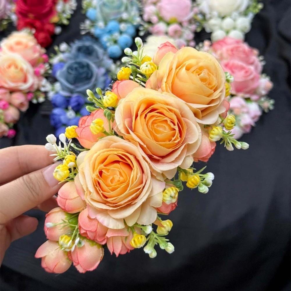 Thai Style Flowers Hairpin Sweet Chignon Hair Clips Rose Hair Comb Water Splashing Festival