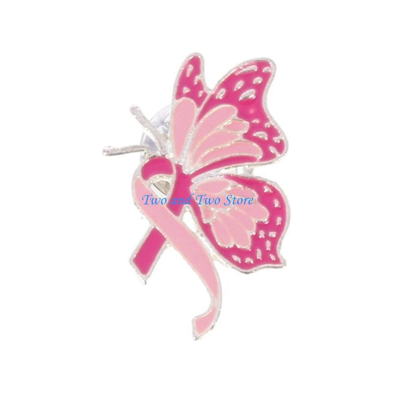 HX6F Health Awareness Pink Ribbon Brooch for Women's Day Festivities Alloy Lapel Pin