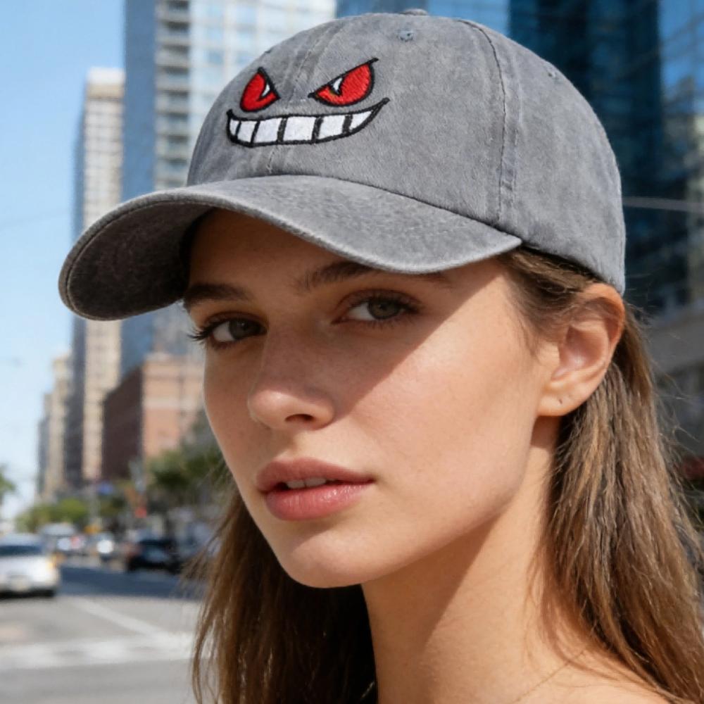 Новая унисекс washed cotton кепка с вышивкой Дьявола, бейсболка для мужчины, женщины, повседневная, для улицы, папина кепка