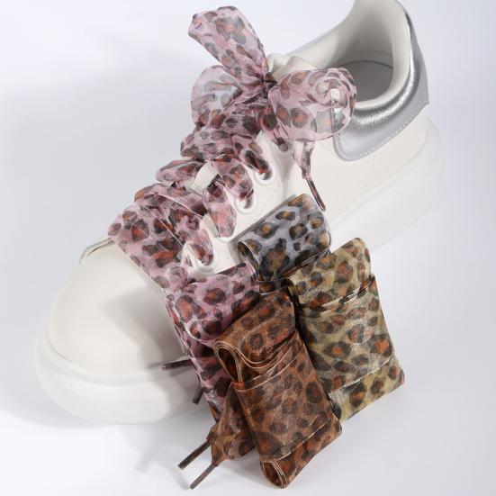 4 пары шнурков для кроссовок, балеток, кружева с леопардовым принтом 4 x 120 см, легкое крепление, надежные узлы, шнурки, аксессуары для обуви