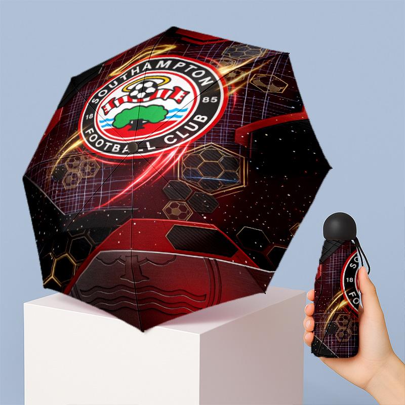Southampton Football Pattern Printed Mini 5 Folds 8 Ribs Compact Umbrella Windproof Waterproof Lightweight Portable Folding