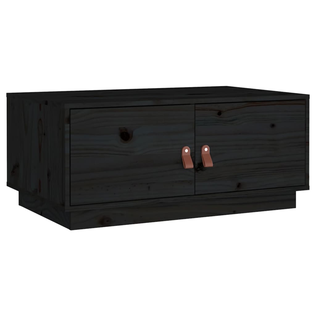 Vidaxl Stolik Kawowy, Czarny, 80X50X35 Cm, Lite Drewno Sosnowe