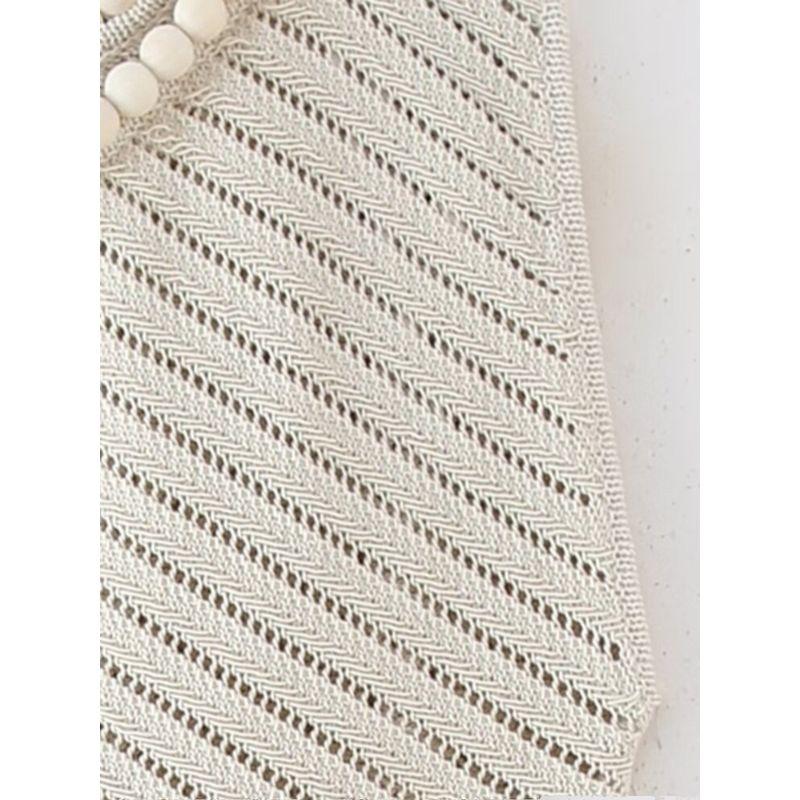 Kaslead New Arrival Women's Clothing Fashion Style Fashion Ball Decoration Jacquard Mesh Knitting Tops 3920023