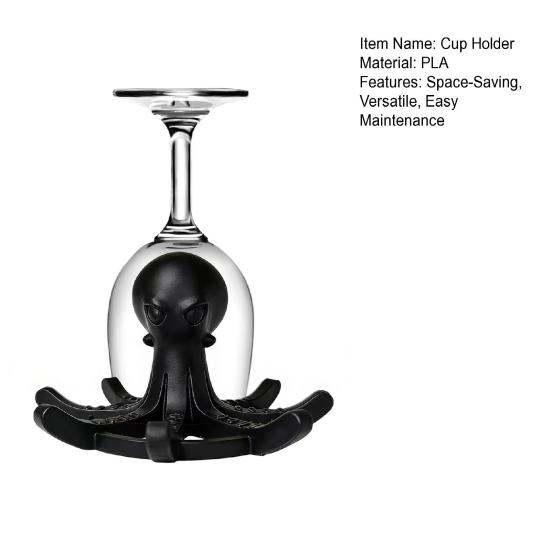 Octopus-Shaped Cup Drying Rack with 8-Arm Creative PLA Water Bottle Holder for Mugs Glasses Tumblers Space-Saving Countertop Organizer for