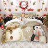 Homewish Kids Merry Christmas Duvet Cover Set 2pcs/3pcs, Xmas Tree Santa Claus Bedding Set, Kawaii Snowman Quilt Cover Set
