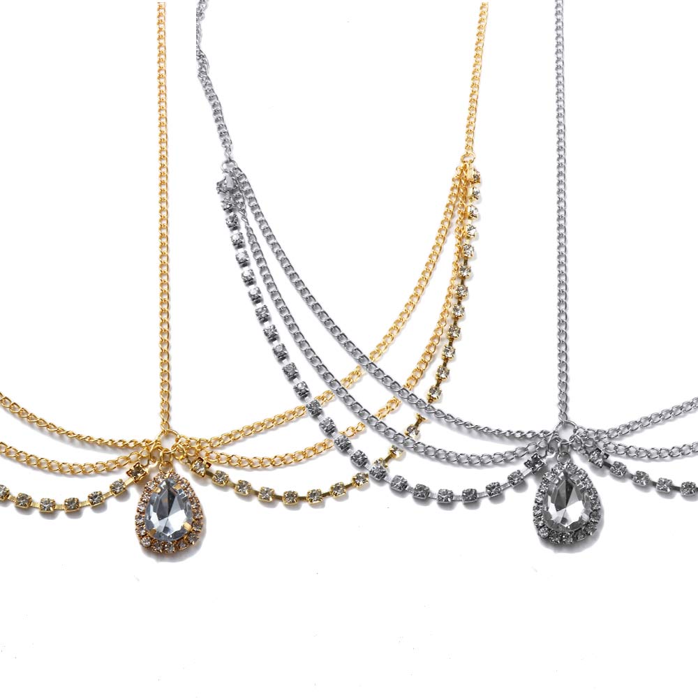 Головной убор Цепочка для головы Подвеска для бровей Головной убор в стиле бохо Украшение для волос в виде капли воды Цепочка для лба