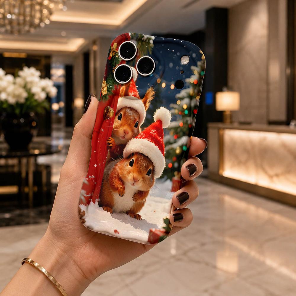 Lovely Animal Xmas Protective Case For iPhone 16 15 14 13 12 Pro Max, Christmas Gift For Animal Lovers