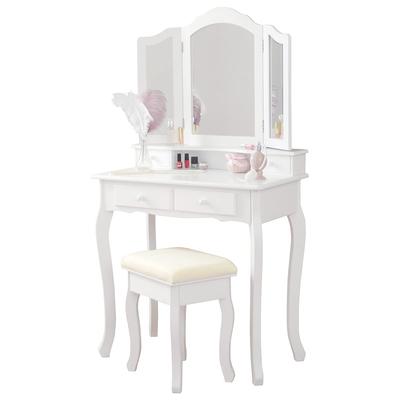 Зеркало для туалетного столика Hagihara Elegant Princess White с тремя сторонами MD-6568WH [с табуретом]