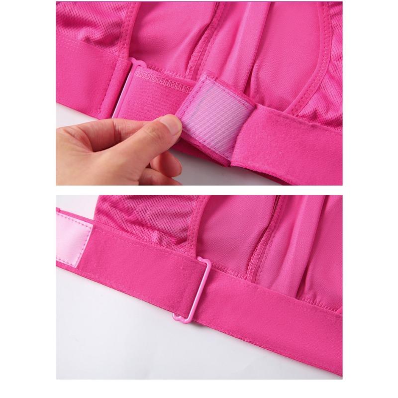 Plus Size Women Adjustable Zip Sports Bra Seamless Yoga Bra Cross Back No Underwire