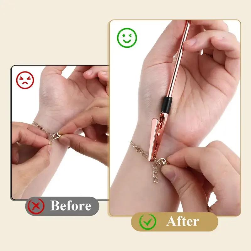 3 Colors Metal Bracelet Helper Tool Hook Pretty Bracelet Helper Easy Jewelry Wearing Tool Aid Assistance for Bracelet Necklace