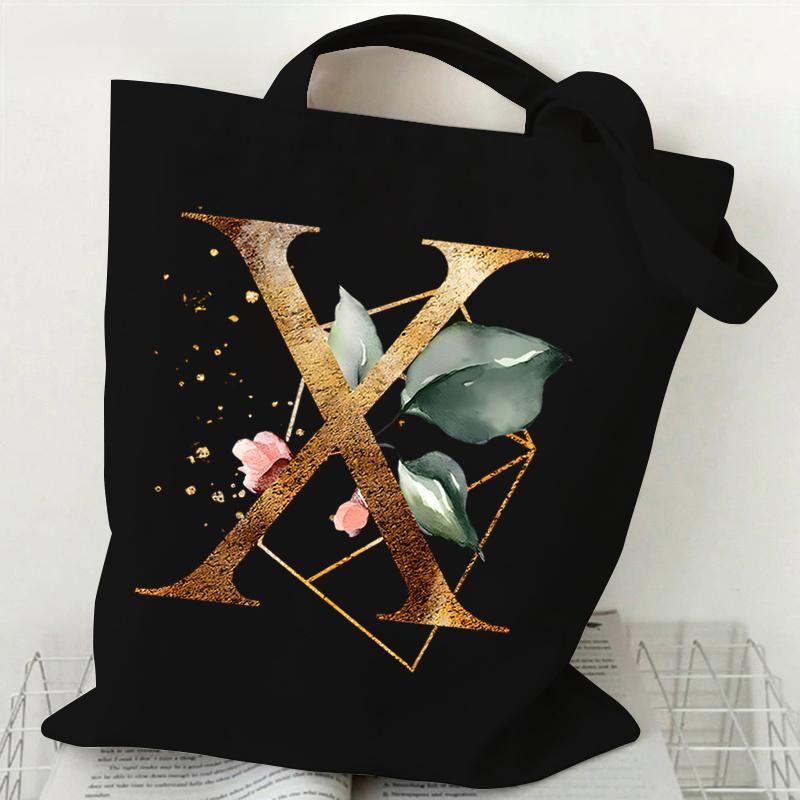 Сумка из холста с принтом, женская сумка на плечо, модная женская сумка с цветочным принтом и буквами, сумка-тоут с буквами алфавита