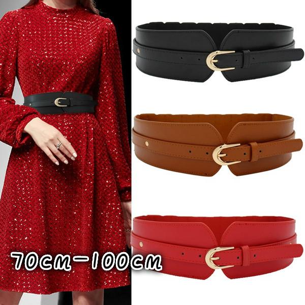 Leather Wide Waist Belt Women Adjustable Ladies Coat Dress Belt Brown Black Female Belt Waistband