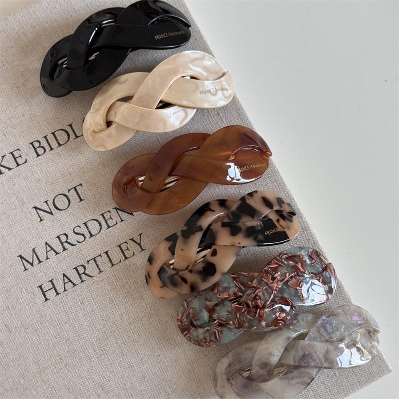 Korean version fashion French retro twist woven shape large ponytail spring clip disc hair top clip hair accessories new