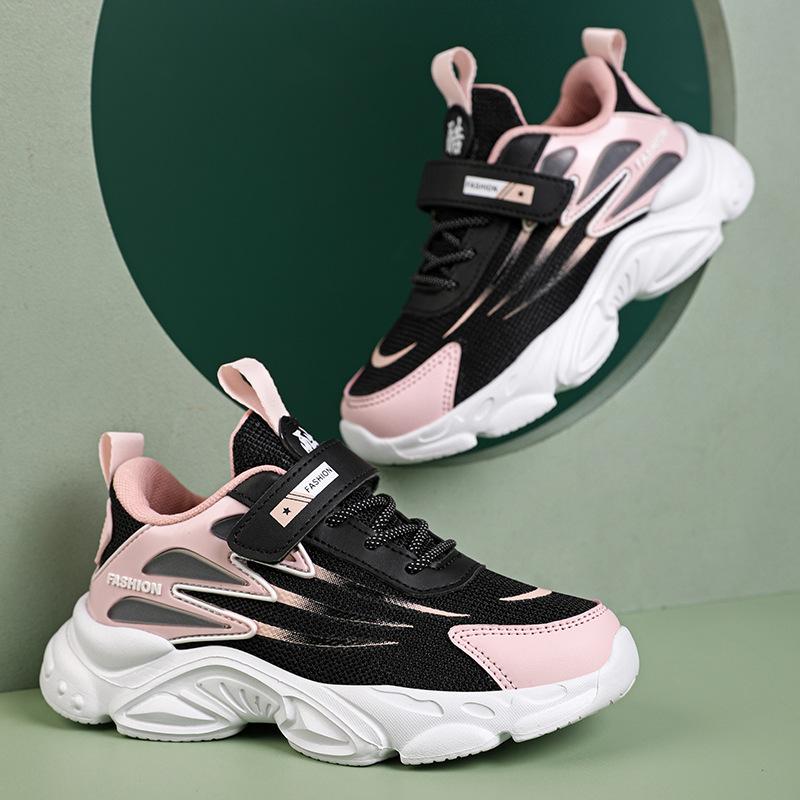 Middle School Students 2025 New Mesh Breathable Velcro Boys and Girls Hiking Shoes Lightweight Primary School Running Shoes