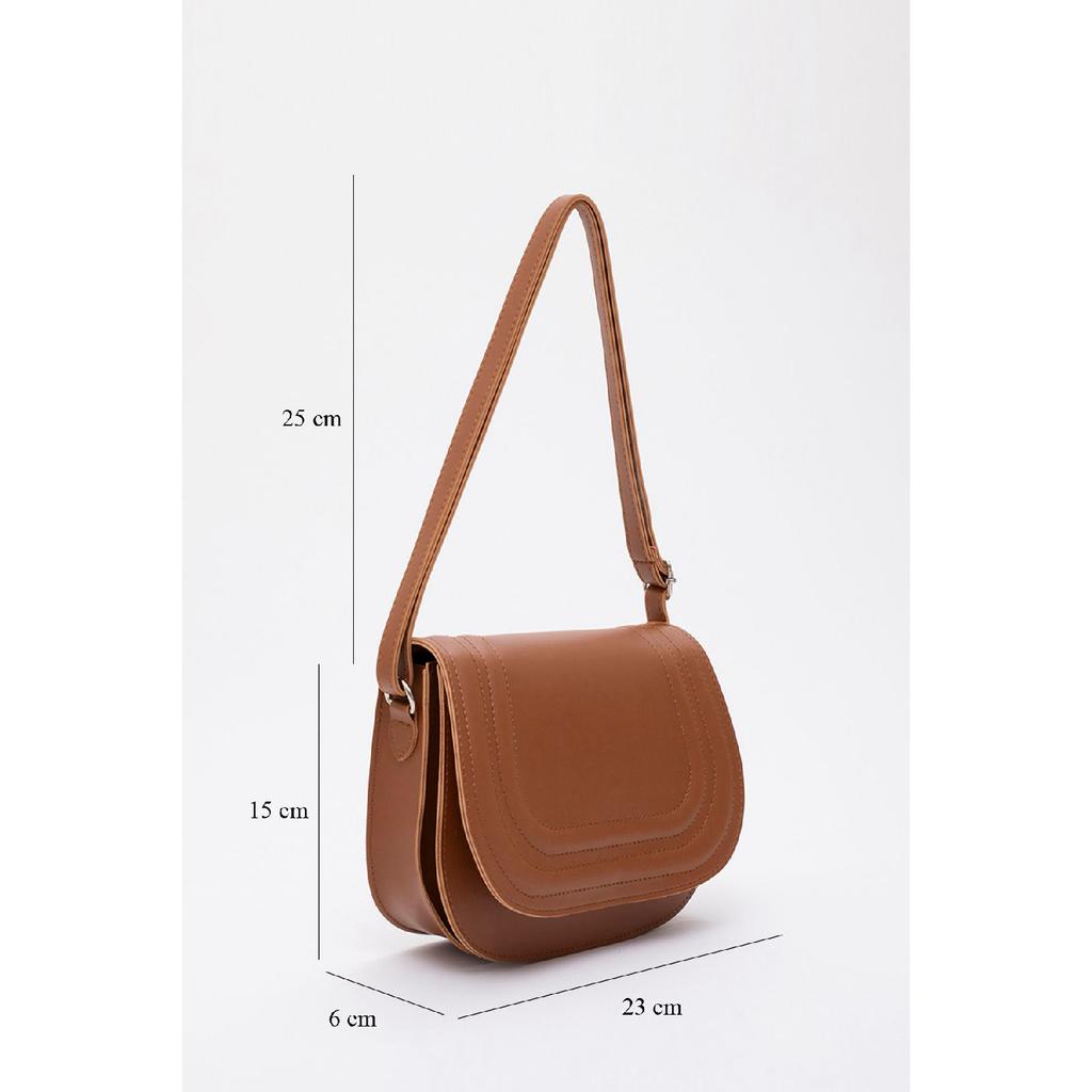 Black Shk93 Artificial Leather 2 Compartment Adjustable Strap Shoulder Bag L:15W:23W:6 Cm