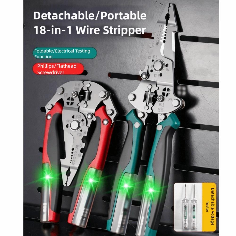 18 IN 1 Multifunctional Stripping Pliers Dual Electrical Test Voltage Tester Pliers Cable Crimping