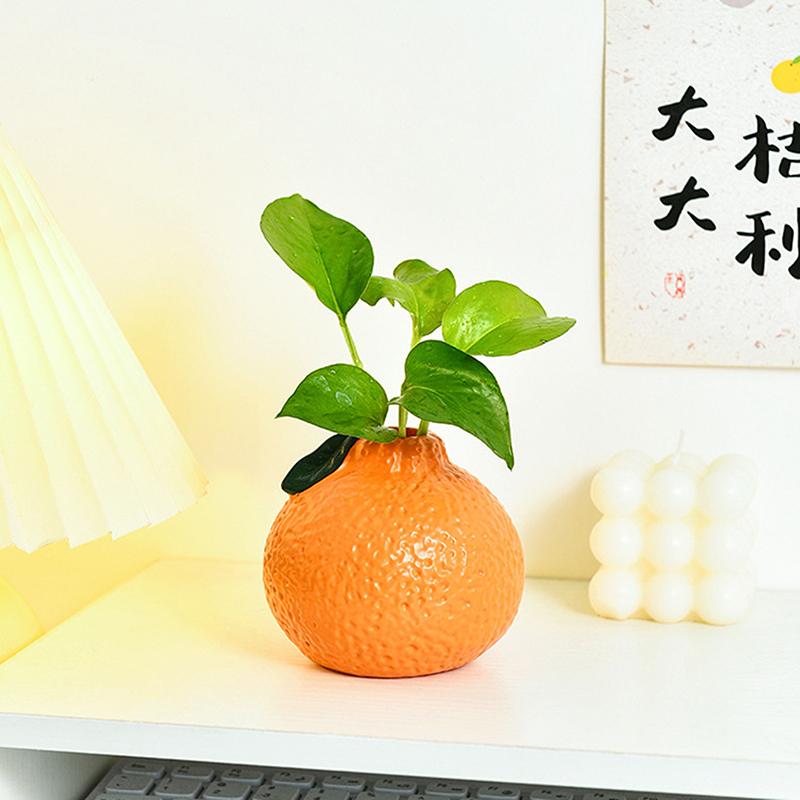 Orange Fruit Shaped Vase Reproduction Enamel Vase Desktop Art Vase Desktop Decoration Bouquet Centerpiece