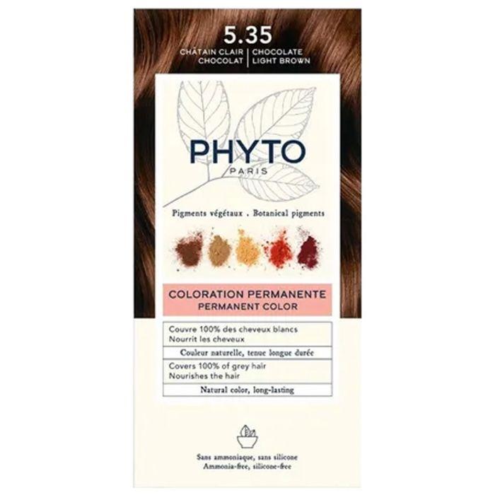 Coloration Permanente - Phyto - 5.35 Châtain Clair Chocolat - Sans Ammoniaque - Tous Types de Cheveux