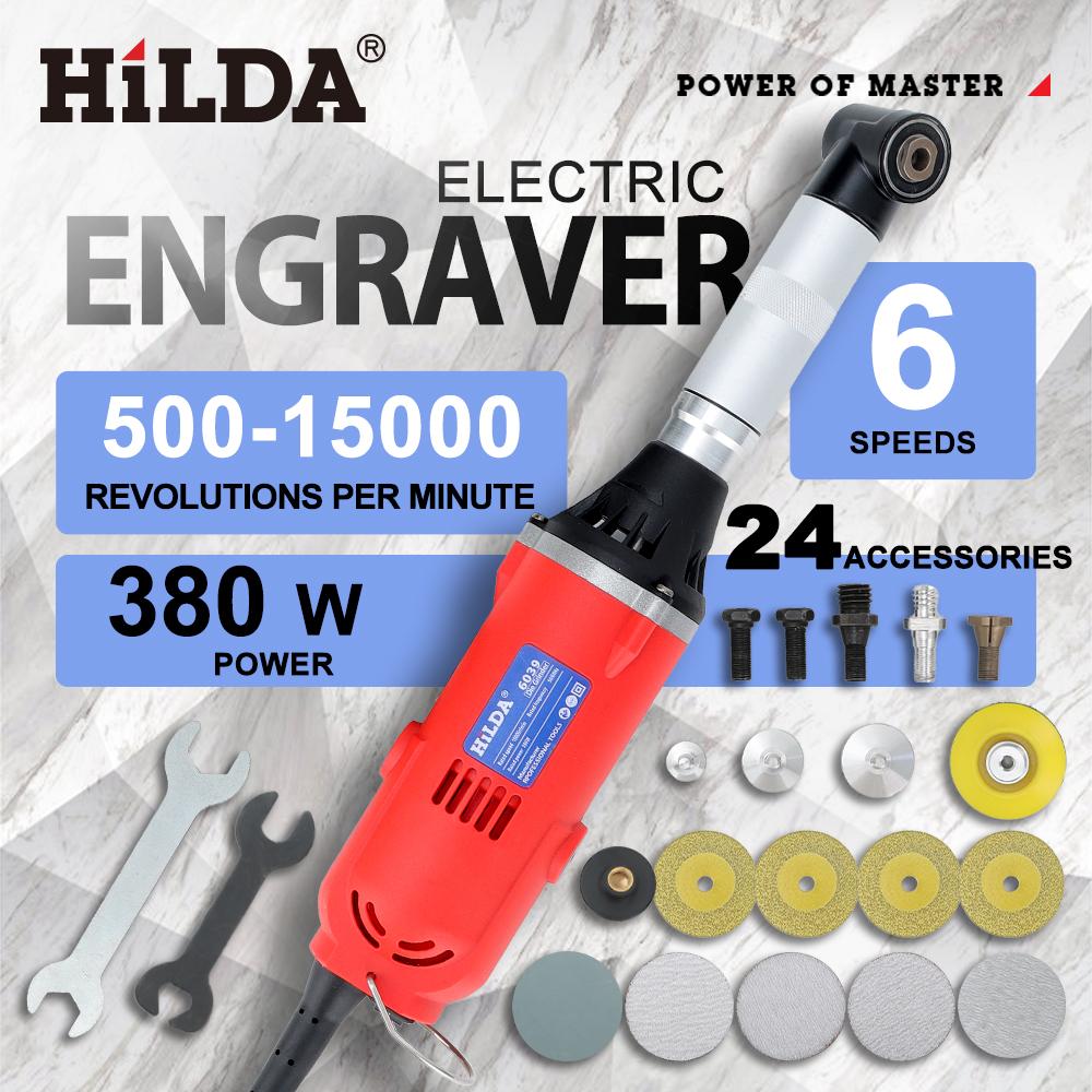HILDA 380W Powerful Electric Straight Grinder 6 Variable Speed Tile Beauty Sewing Tool Multifunctional Grinder Sander Polisher