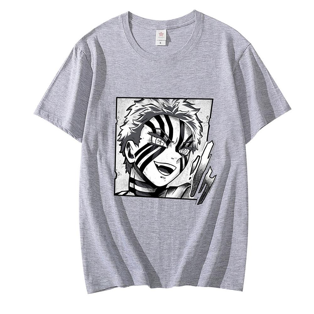 Demon Slayer Anime Japanese Harajuku Tshirt Rengoku Akaza Twelve Kizuki Cartoon Printed Kimetsu No Yaiba T Shirts Oversized Unisex Streetwear