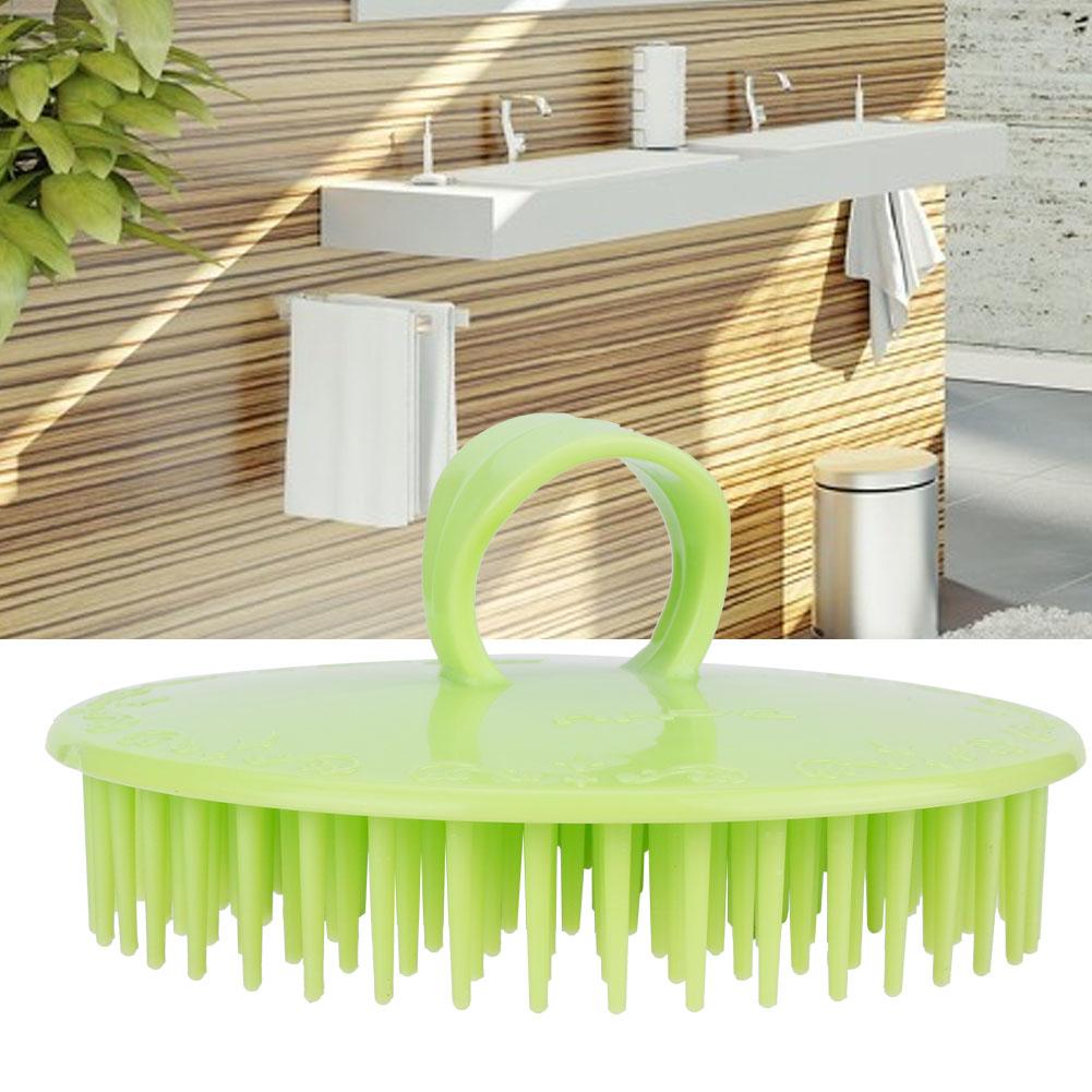 Ручная силиконовая массажная щетка для кожи головы для шампуня, моющая расческа, расческа для массажа меридианов головы, зеленая
