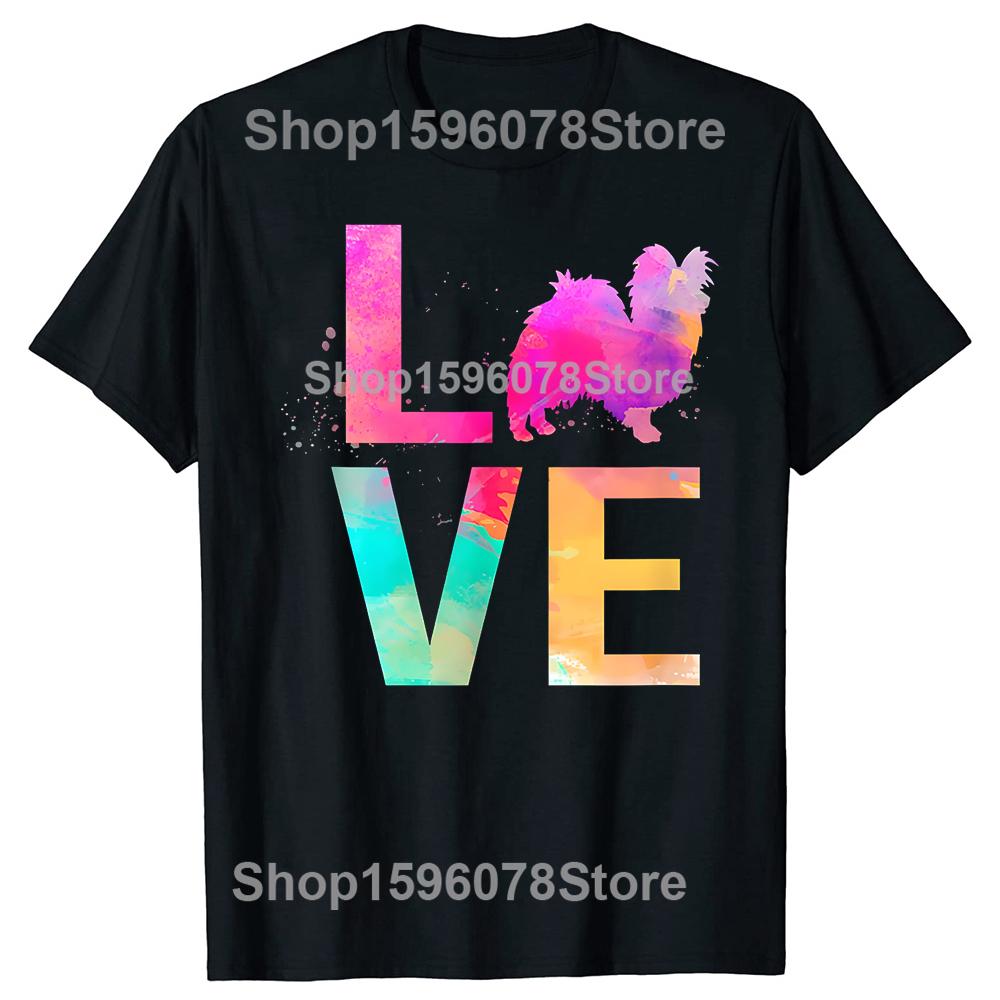 Colorful Papillon Dog Mom TShirt Summer Men Clothing Fashion Vintage Summer Style Cotton Short Sleeve Oversized Tshirt Tops
