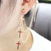 Gothic Punk Cross Long Tassel Chain Ear Cuff Stud Clip Earrings Fashion Jewelry ARI