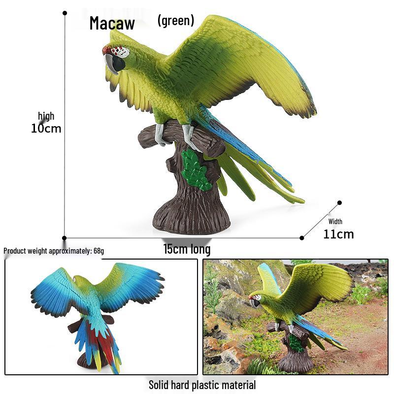 Wild Animal Simulation: Flying Parrot & Peacock Model Toy Ornament for Kids