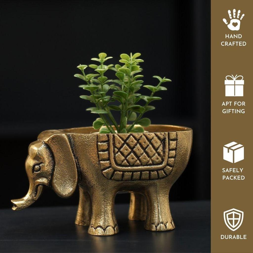 Aluminium Elephant for Good Luck,Statue for Home Decor Tabletop Living Room Office,Candle Holder Gift Showpiece