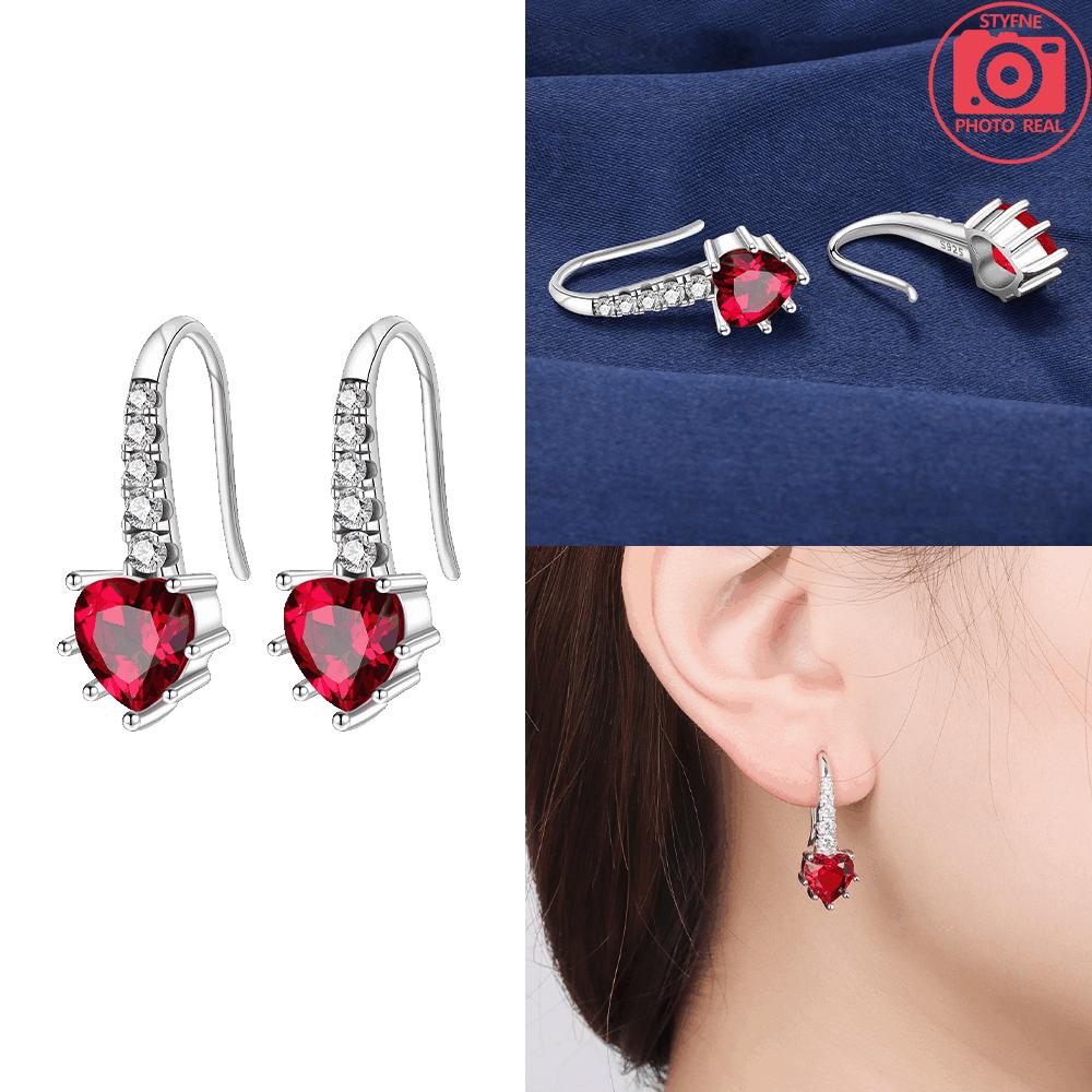 Серьга из стерлингового серебра 925 пробы Белое сердце с цирконом Розовое сердце с крыльями для женских серег Ювелирное изделие на годовщину Изящный тонкий подарок