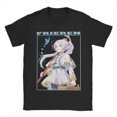 Мужская футболка Sousou No Frieren Японское аниме Винтажная футболка с коротким рукавом и круглым вырезом Чистый хлопок Графическая одежда