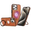 For iPhone 15 Pro Max Case Magnetic Kickstand PU Leather Coated PC+TPU Phone Cover