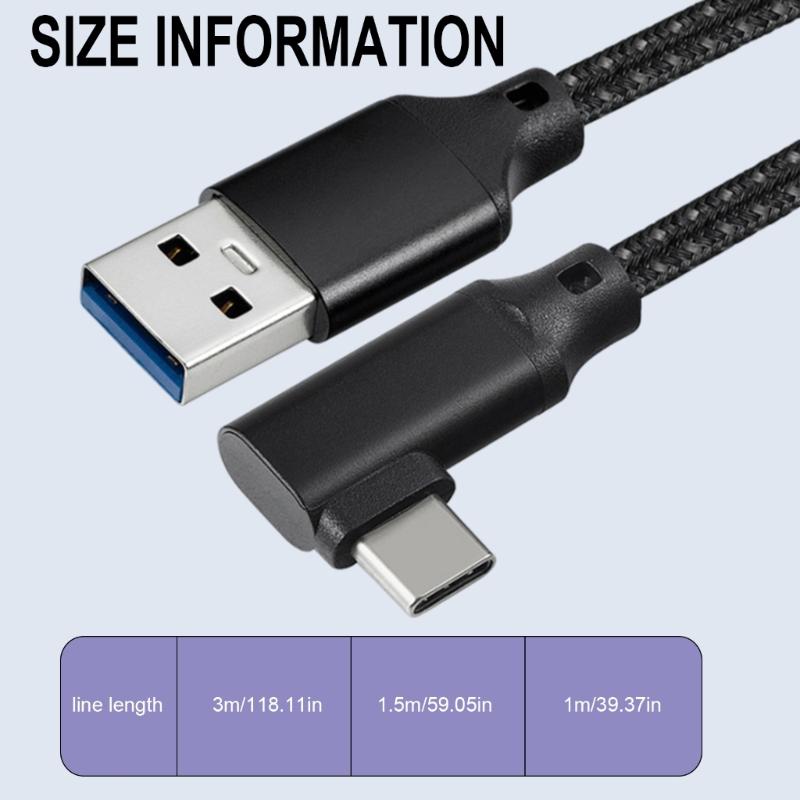 USB C to USB A Cable USB 3.2 10Gbps 90° Right Angle USB C Data Cable 20V 3A 60W Quick Charging for USB C Camera VR Game