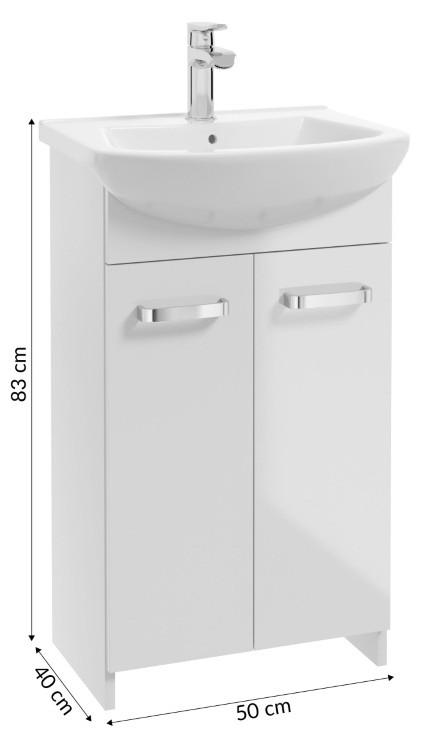 Bathroom cabinet with a washbasin, 85x50 cm, white, on legs, Mila
