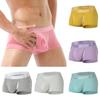 1PC Mid Waist U Bulge Pouch Cotton Shorts Boxer Briefs Panties Open Front Sexy Breathable Large Size Men