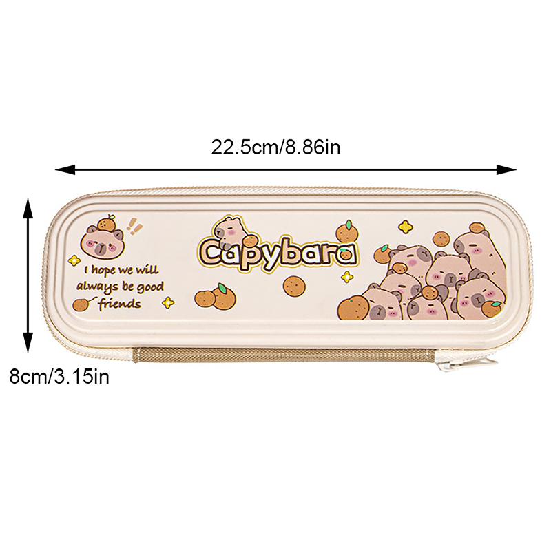 Large Capacity Capybara Pencil Case Pen Bag Student Stationery School Supplies Cute Cartoon Capybara Zipper Storage Box