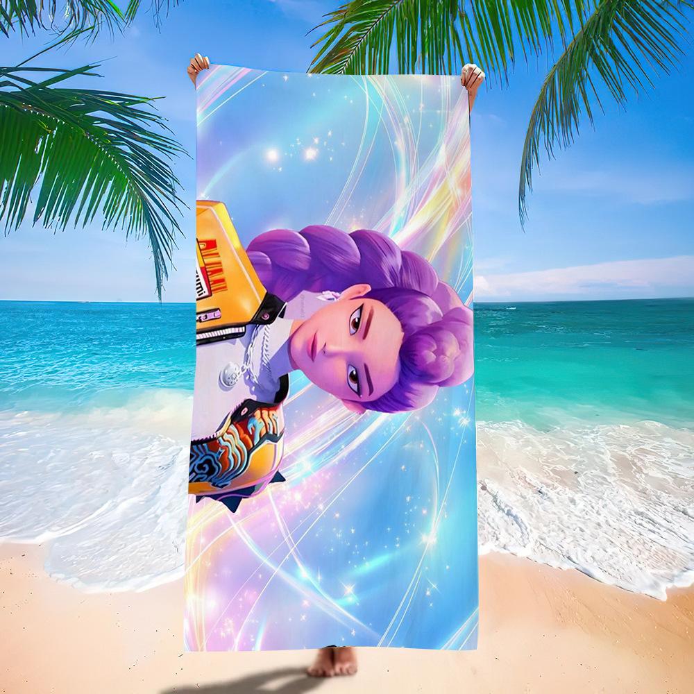 Trend Character Digital Print Double Sided Flannel Microfiber Beach Towel Quick Dry Absorbent Bath Towel
