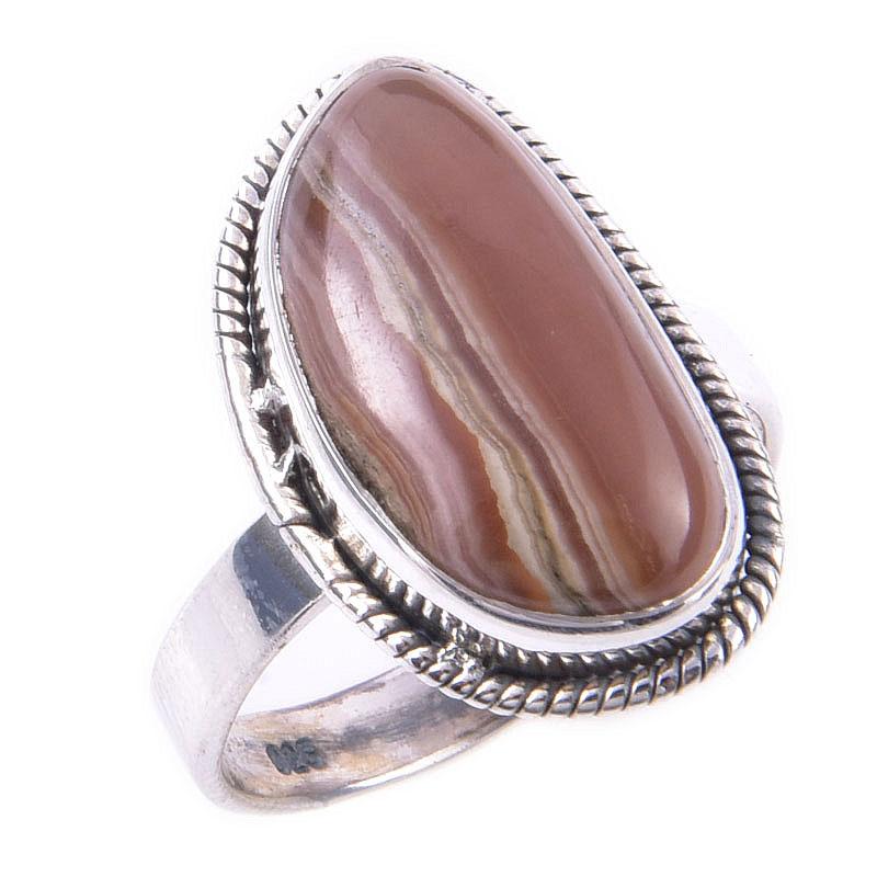Кольцо из серебра 925 пробы с натуральным медовым родохрозитом ручной работы S.7 H0R15