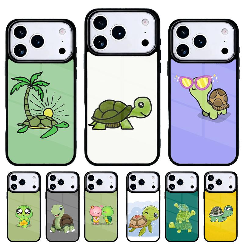 Cartoon Turtle Phone Case for iPhone 17 16 15 14 13 Pro Max Back Cover for 12 11 Pro Coque